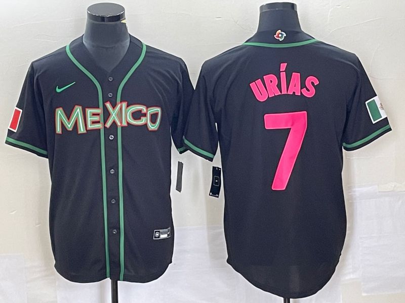 Men 2023 World Cub Mexico #7 Urias Black pink Nike MLB Jersey44